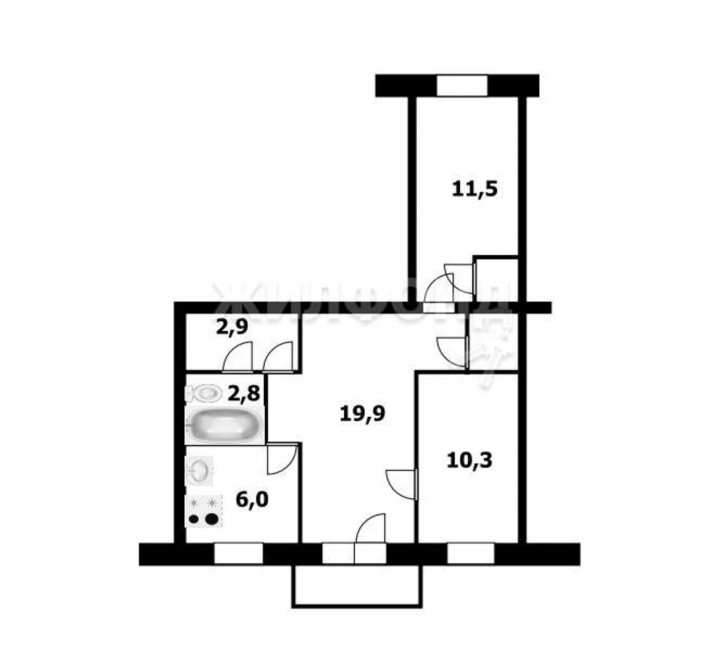 3-комн квартира ЖКО Аэропорта, 15