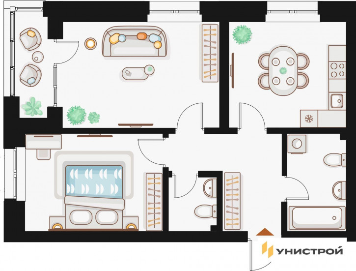 2-комн квартира в новом доме Владимира Кулагина
