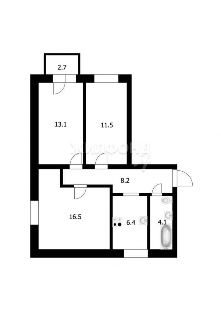 3-комн квартира Красина улица, д.72
