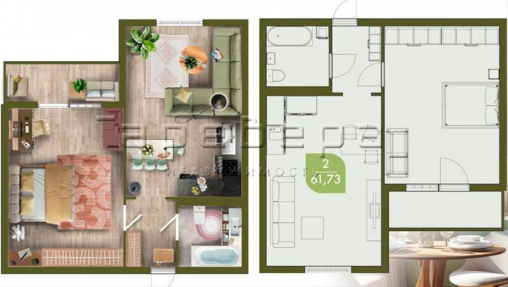 3-комн квартира в новом доме Светлова улица 1/ 3-комн квартира в новом доме Светлова улица 1/