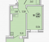 2-комн, 40.5 кв м, этаж 11/16 Нита Романова, 24