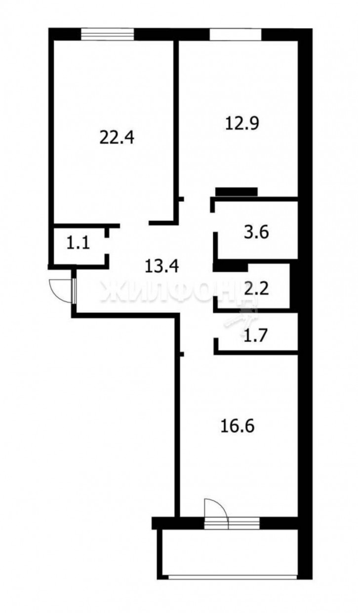 2-комн квартира Покрышкина, 1