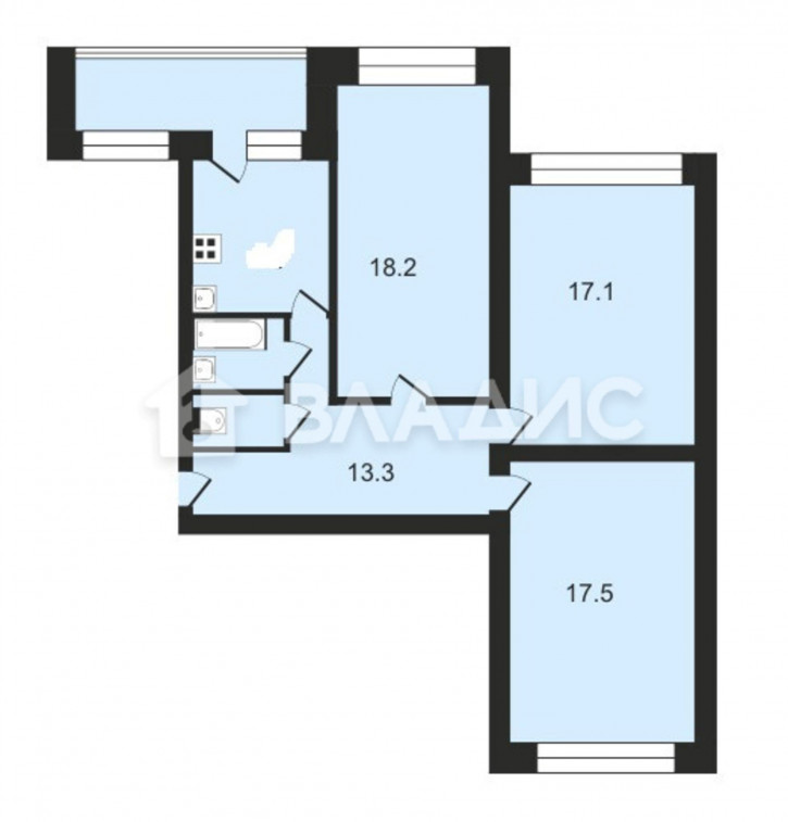 3-комн квартира улица Строителей