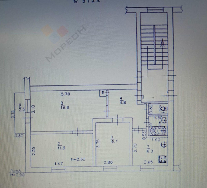 3-комн квартира Комсомольская ул, 40