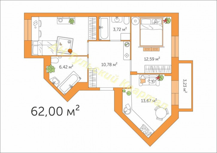 2-комн квартира Петровская ул, 5