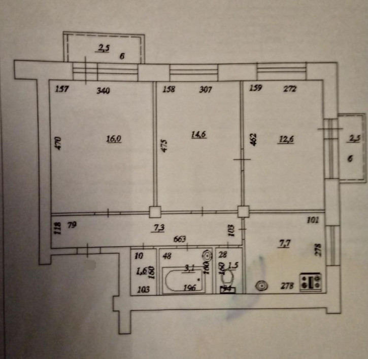 3-комн квартира Физкультурная улица, 96