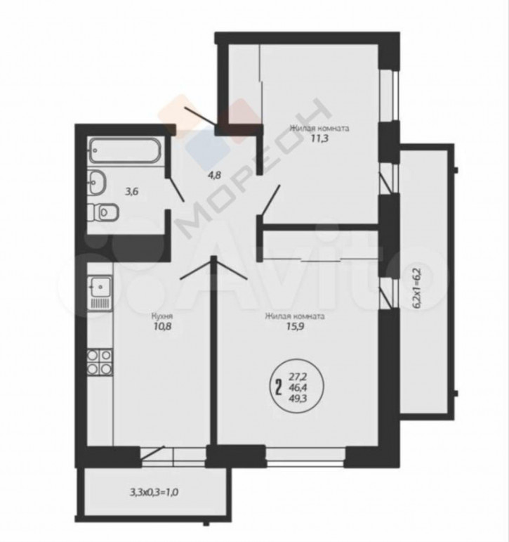 2-комн квартира Автолюбителей ул, 1/7 к1 2-комн квартира Автолюбителей ул, 1/7 к1