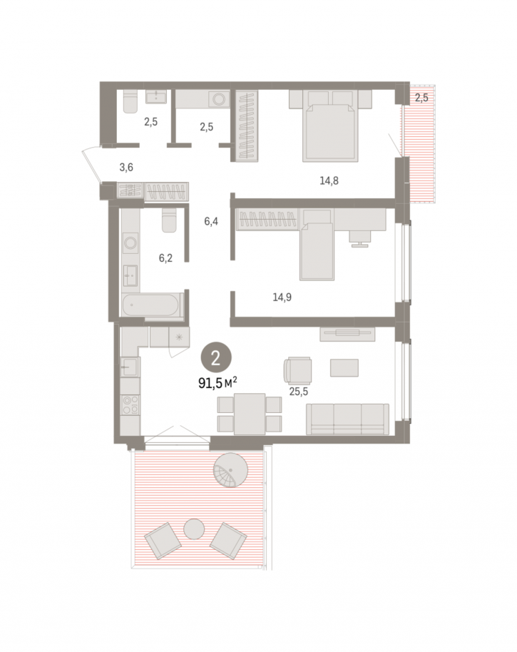 2-комн квартира в новом доме ул. Аэропорт, стр. 3