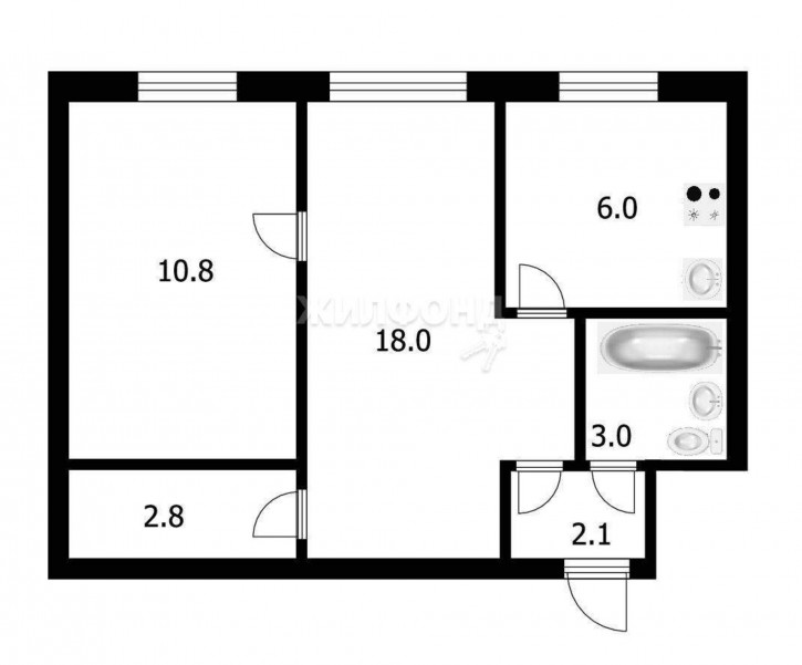 2-комн квартира Степная улица, д.55