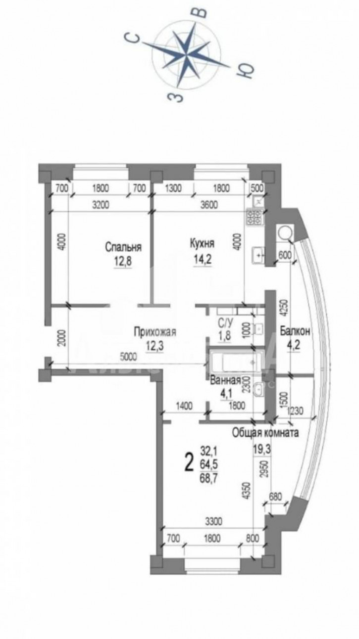 2-комн квартира Шмидта ул.