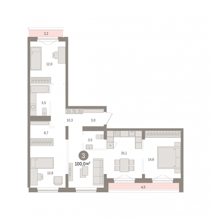 3-комн квартира в новом доме ул. Аэропорт, стр. 3