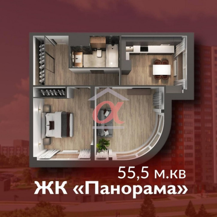 2-комн квартира в новом доме Октябрьский проспект, 32ак1 2-комн квартира в новом доме Октябрьский проспект, 32ак1