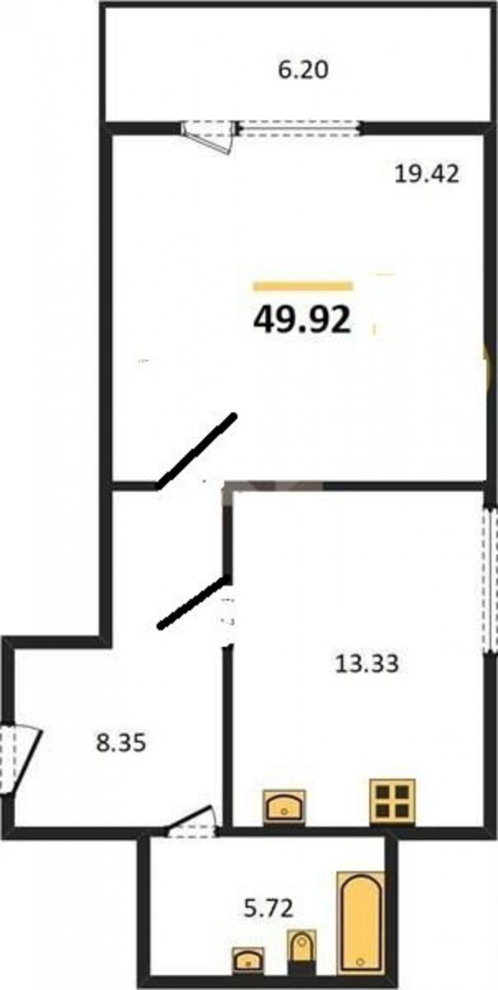 1-комн квартира в новом доме Всесвятская ул, 3.1