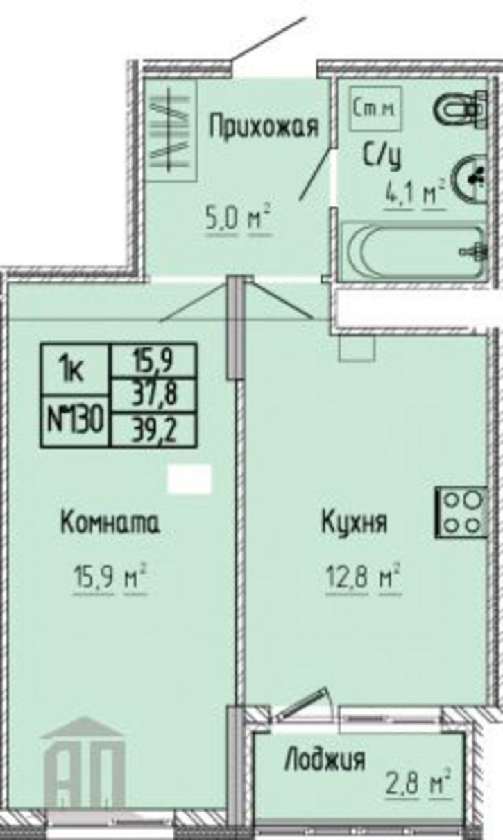 1-комн квартира в новом доме 15 лет Октября ул, 52к1