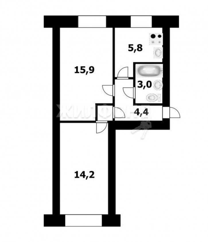 2-комн квартира Степная, 31