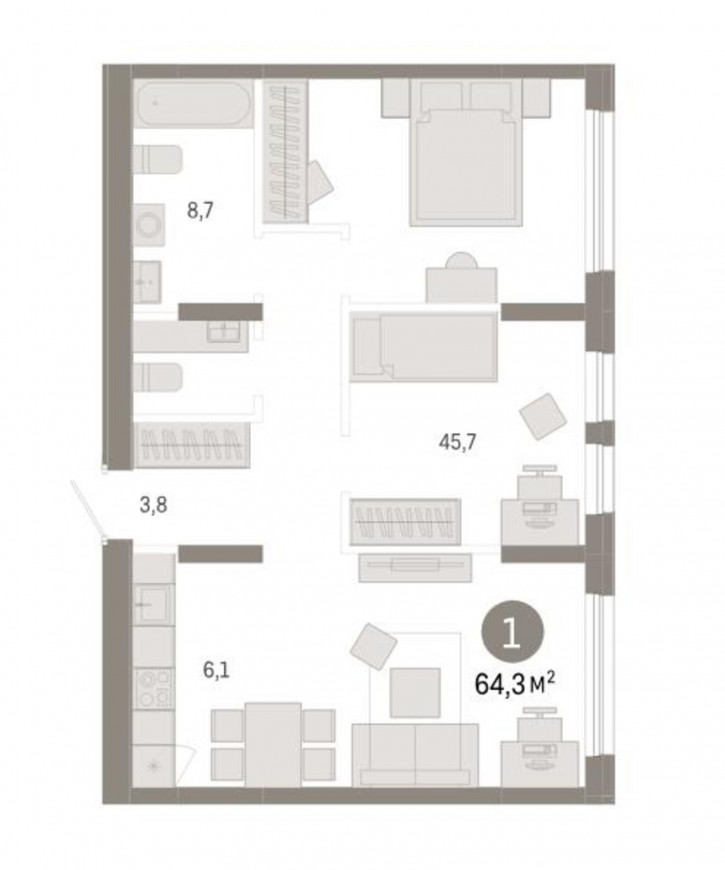 2-комн квартира Тюмень