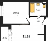 1-комн, 31.6 кв м, этаж 7/17 Тракторная ул, 43
