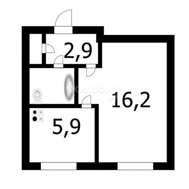 1-комн квартира Степная, 54