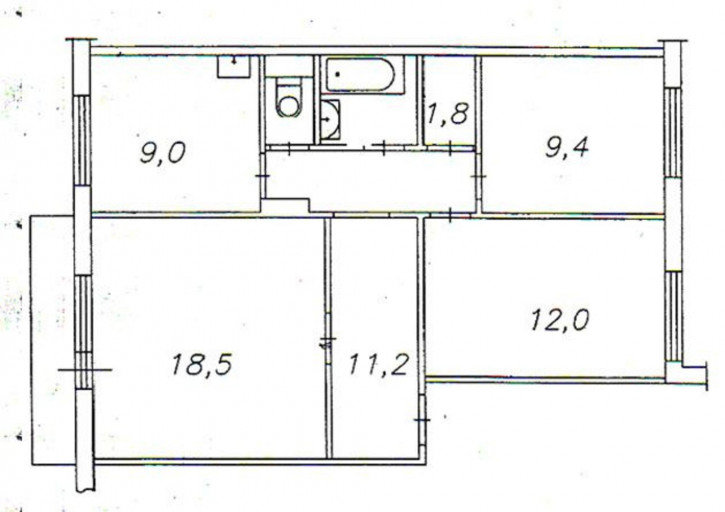 3-комн квартира Октябрьская ул, 4А