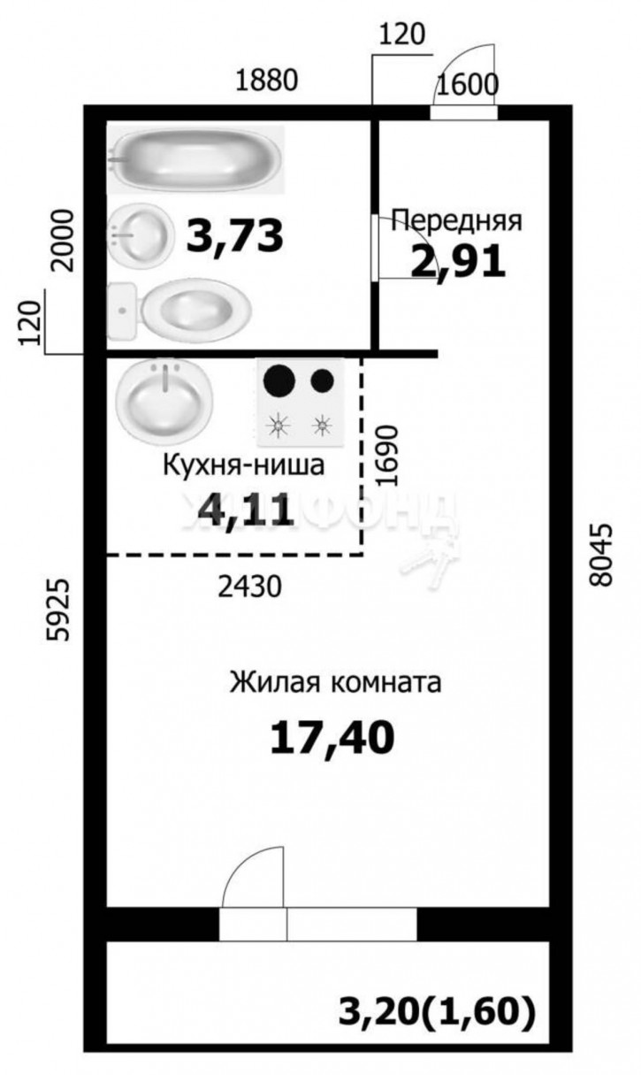 1-комн квартира Виктора Уса, 4
