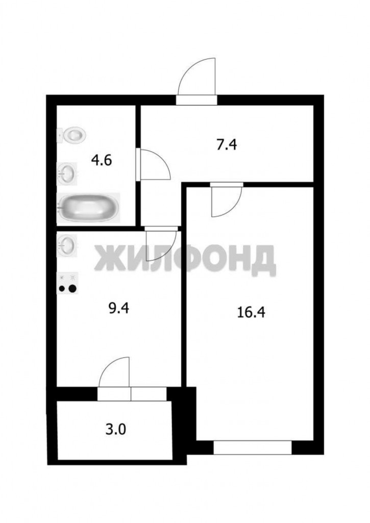 1-комн квартира в новом доме Пролетарская улица, д.271/5с