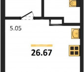 1-комн, 26.67 кв м, этаж 9/16 Ленинградская улица, 29кБ