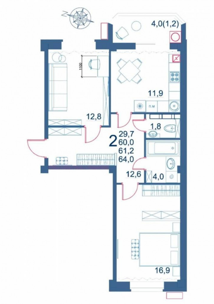 Квартира Шмидта ул.