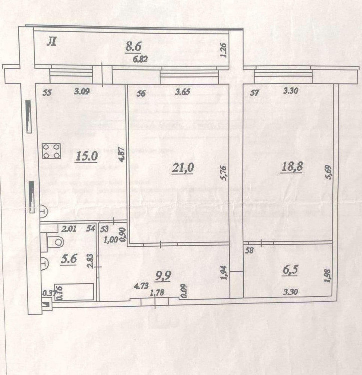 2-комн квартира Осипенко улица, 3к3