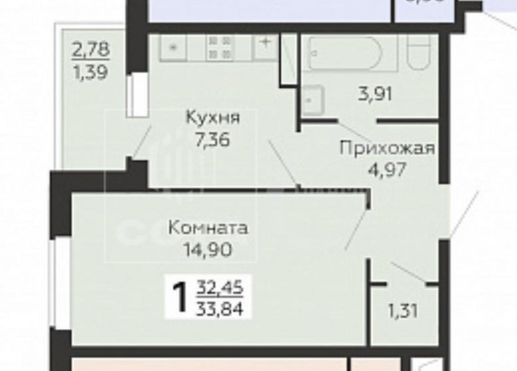 1-комн квартира Острогожская улица, 156к1