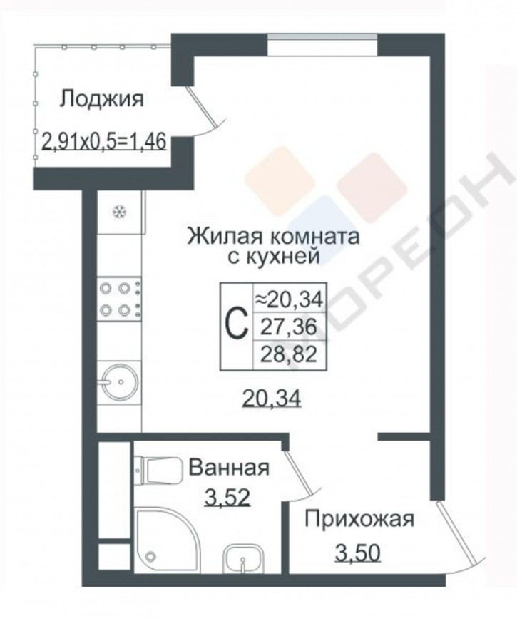 1-комн квартира Карпатская ул, 5