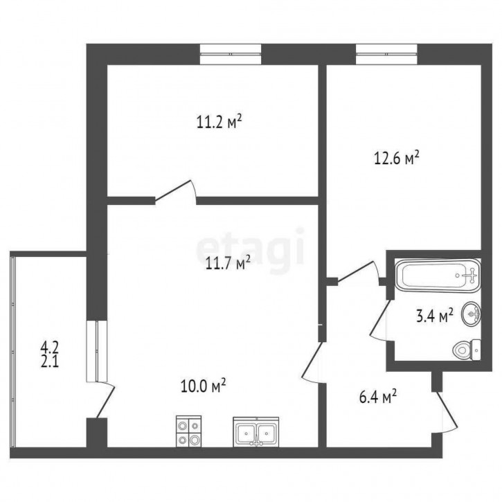 2-комн квартира в новом доме улица Чернышевского, 110ак1