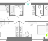3-комн, 72.64 кв м, этаж 2/10 Казань