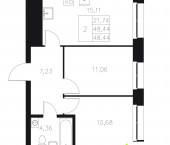 2-комн, 48.44 кв м, этаж 3/8 Адмиралтейская