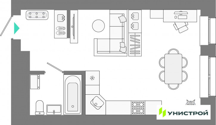 1-комн квартира в новом доме Казань