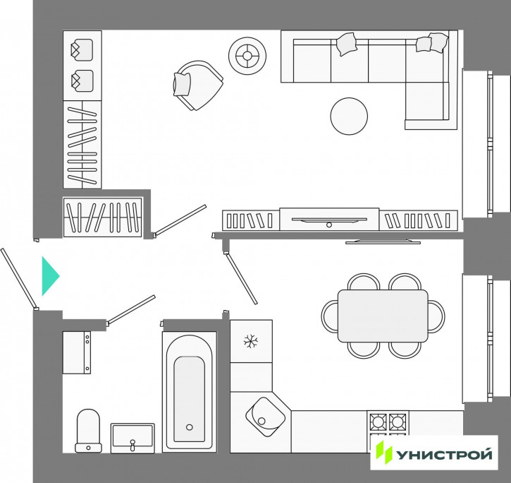 1-комн квартира в новом доме Казань