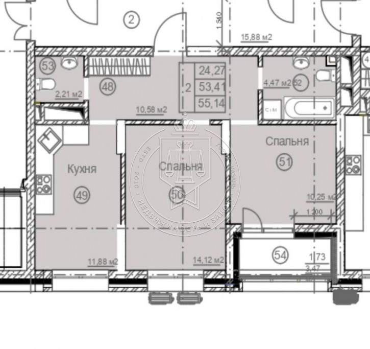 2-комн квартира в новом доме Фермское, 1