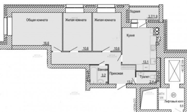 3-комн квартира 3й Академический проезд, д.6