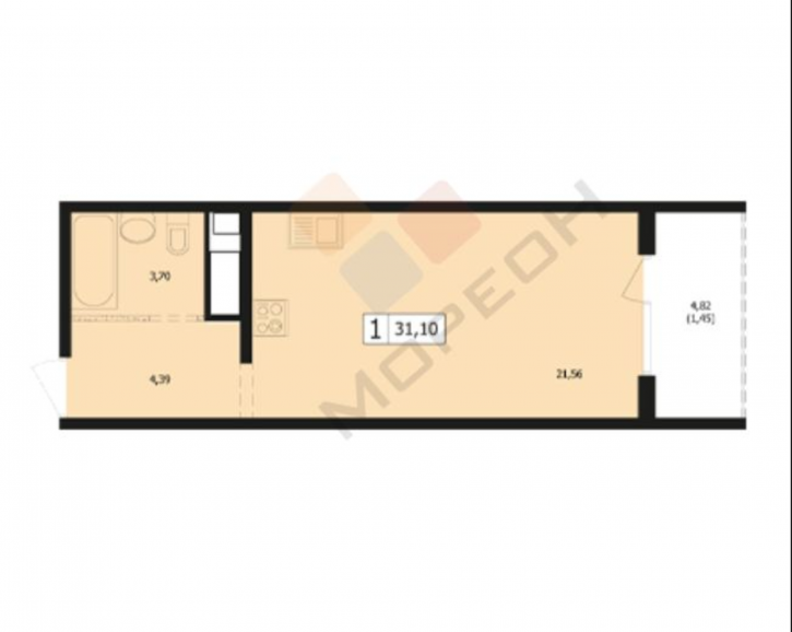1-комн квартира Автолюбителей ул, 1Длит4