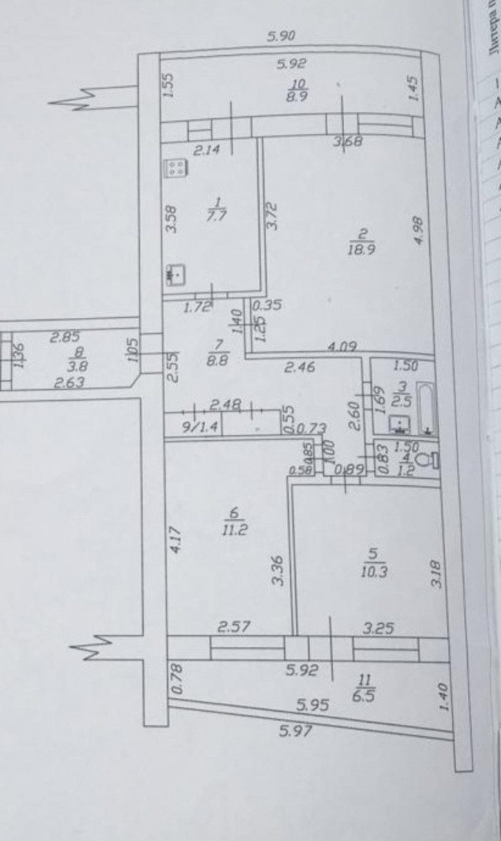 3-комн квартира улица Чехова, 4