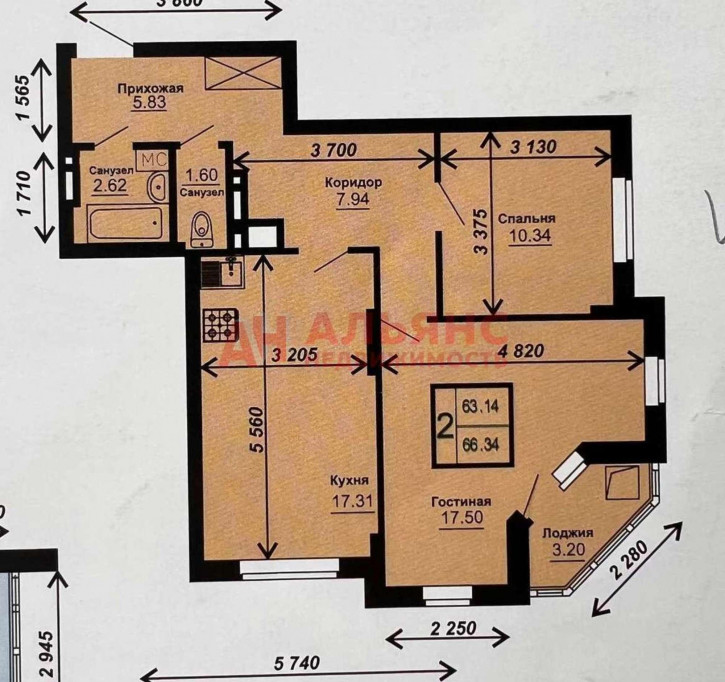 2-комн квартира Московское шоссе 18-й километр, 33
